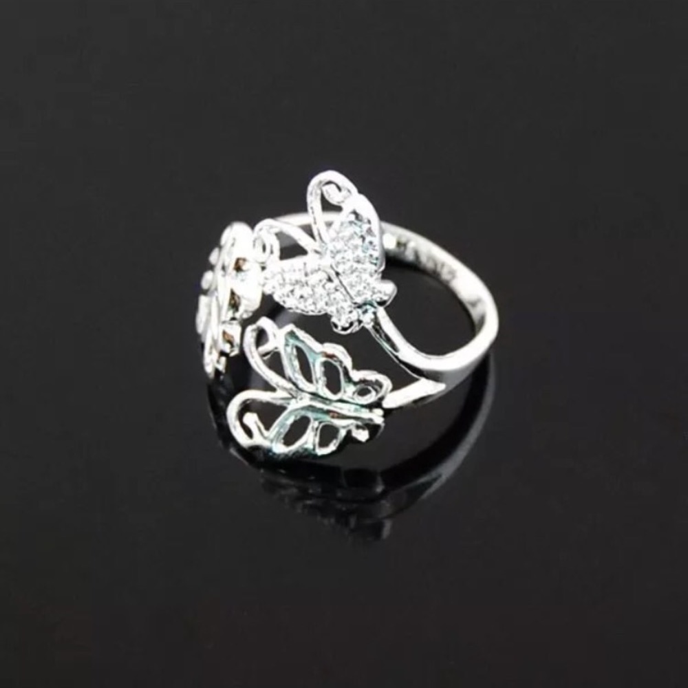 Silver Butterfly Adjustable Resizeable Sterling Silver Filled Plated Thumb Ring